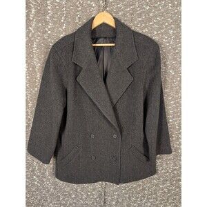 Josh Evan 100% Virgin Wool Button Vintage Black Pea Coat Women's Size 16